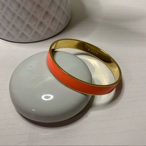 Vintage Y2K J.Crew Coral Orange Skinny Enamel Gold Bangle Bracelet